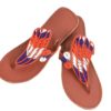 blue, red and white beaded maasai leather sandals