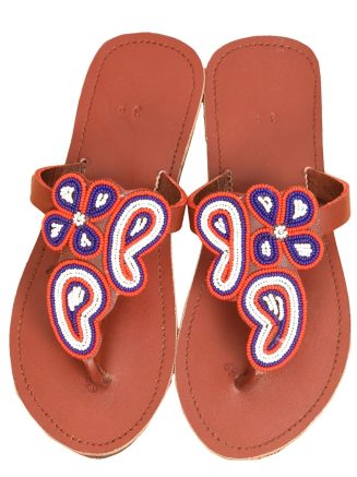 Nine-flowered Leather Sandals
