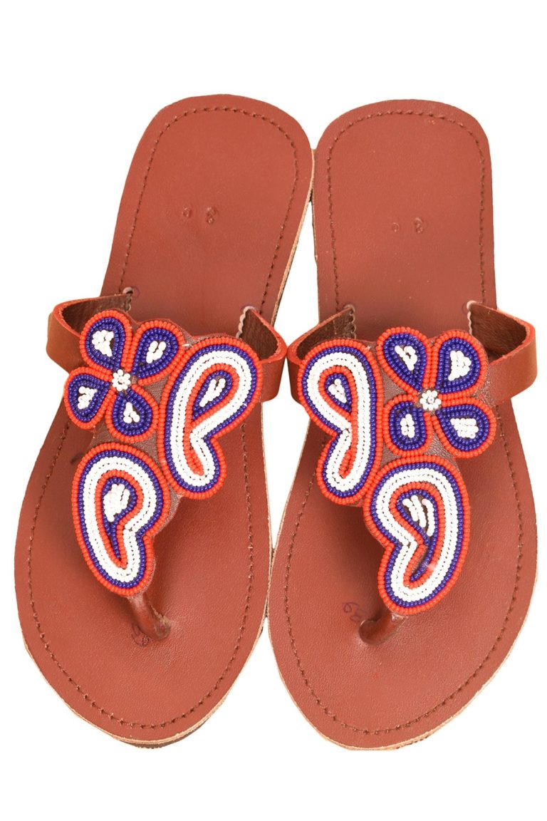 Nine-flowered Leather Sandals