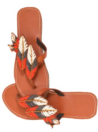 Tri-Leaves Maasai leather Sandals