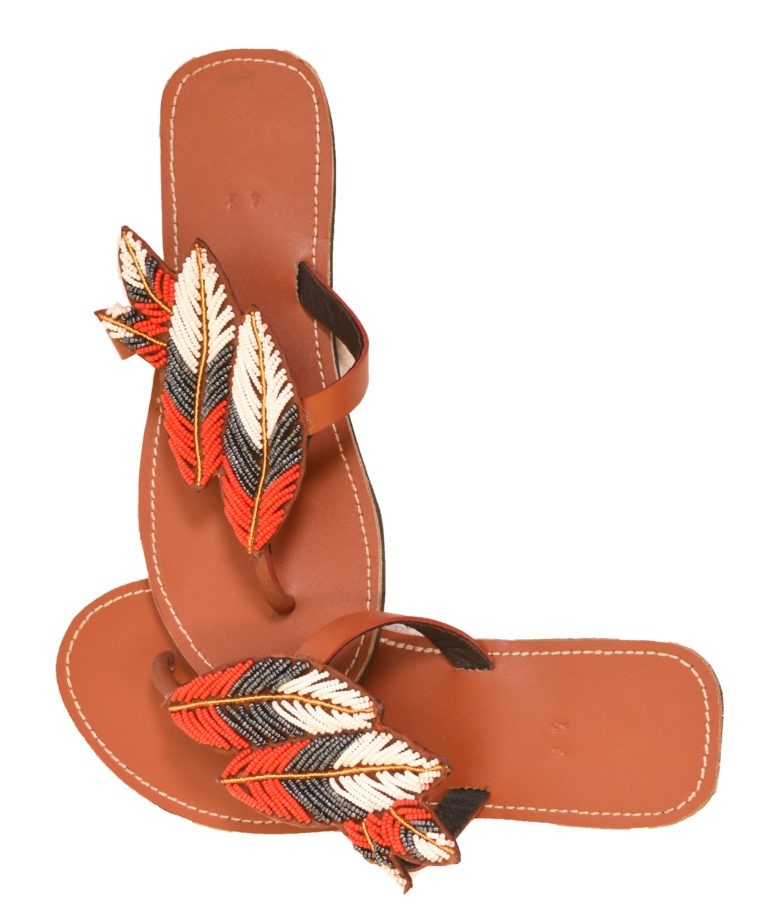 Tri-Leaves Maasai leather Sandals