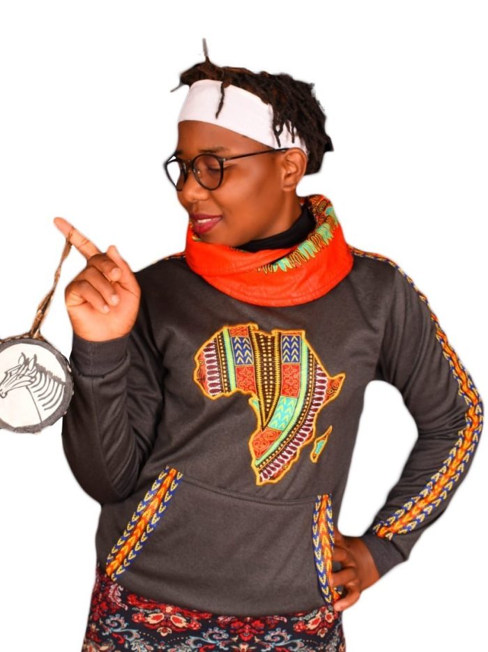 grey african map dashiki snood