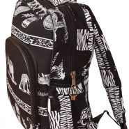 white-animal print backpack bag