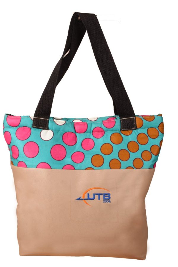 Branded Leather-Kente Handbag