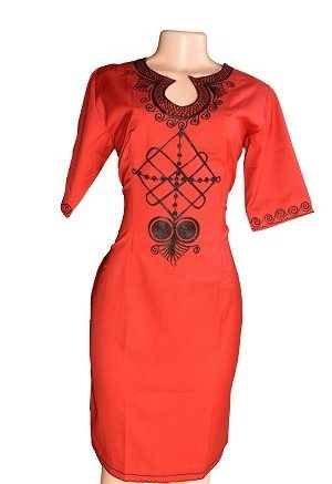 Red Geometric African Dress