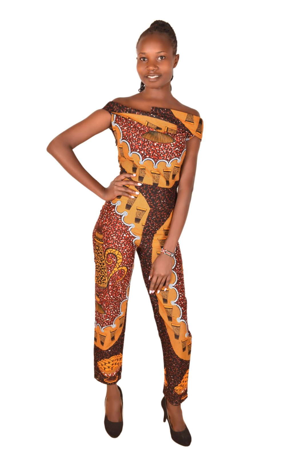 The girls in African print jumpsuit - Kipfashion