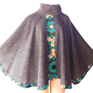Turtle Neck Poncho- Grey