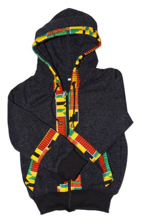 Black Hoodie with African Print