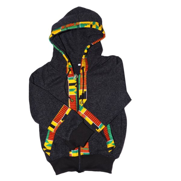 Black Hoodie with African Print