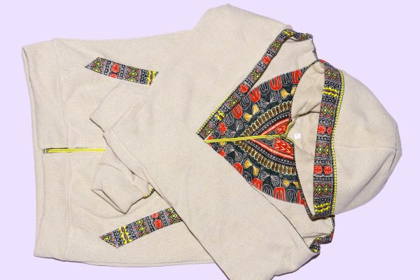 Grey Hoodie with a Dashiki Feel