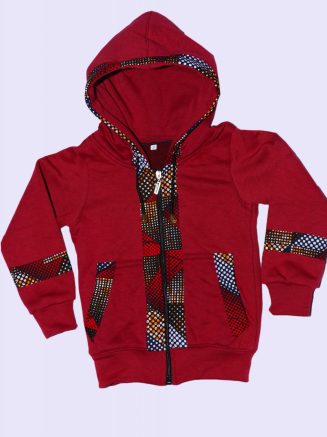 Red Hoodie with Simple African Detail