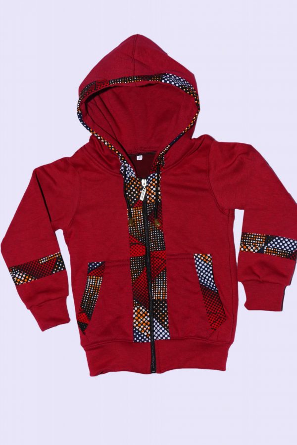 Red Hoodie with Simple African Detail