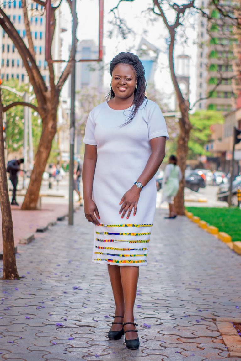 White Dress with Kitenge Highlights