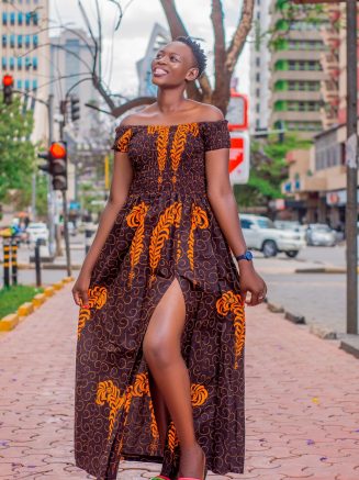 Brown Kitenge Maxi Dress