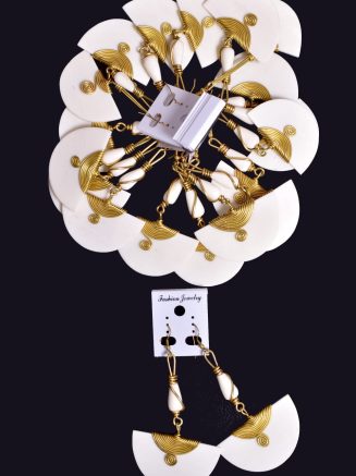 Elegant Bone & Brass Dangle Earrings