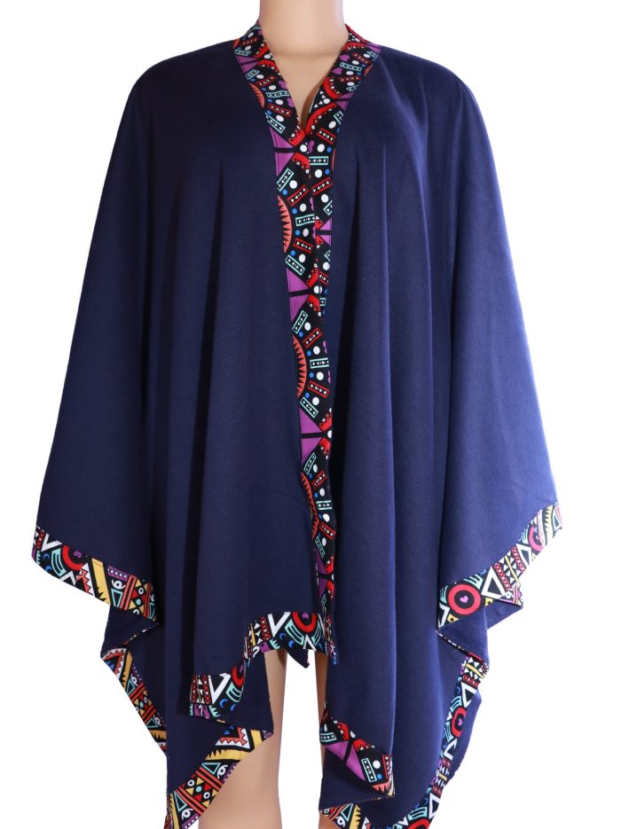 African Waterfall poncho-Blue