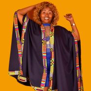 African Waterfall poncho-black k