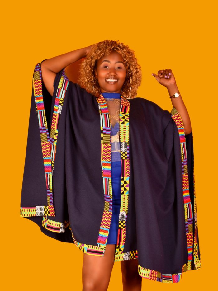 African Waterfall poncho-black k