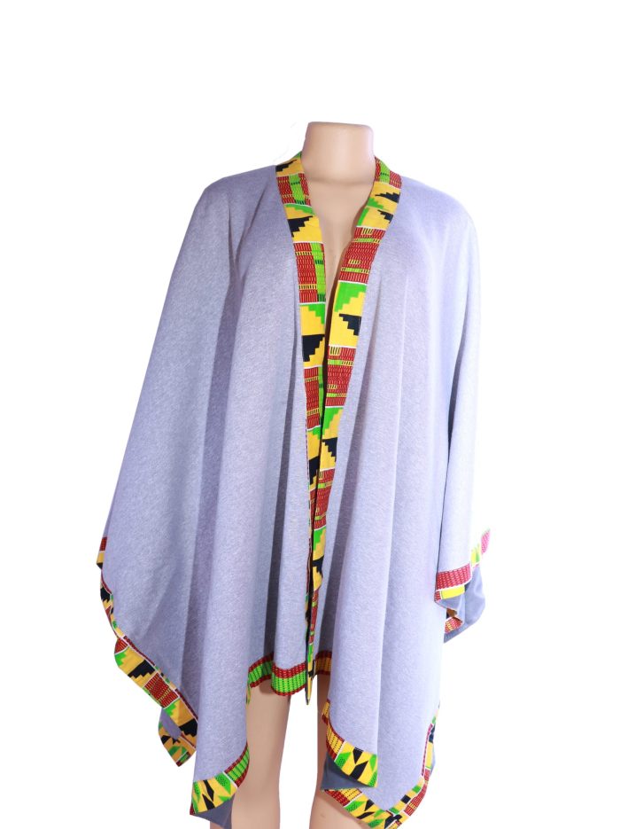 African Waterfall poncho-grey