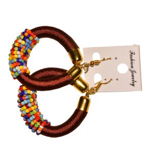 Maroon Beaded Earrings