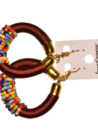 African Beaded Hoop Earrings