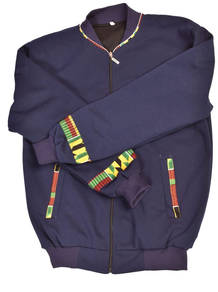 Navy blue college Jacket with an African Design