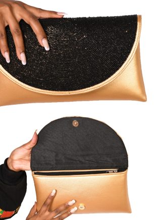 Black Beaded Clutch Bag