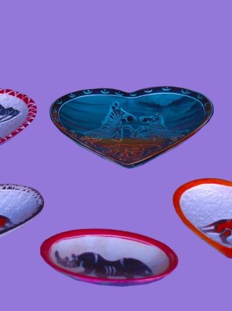heart-shaped soapstone plates