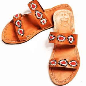 beaded leather sandals