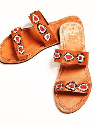 beaded leather sandals
