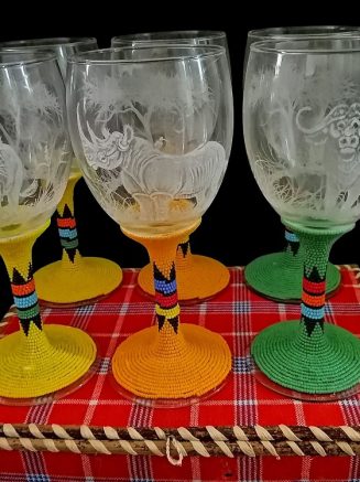 Elegantly Engraved Beaded Wine Glasses-