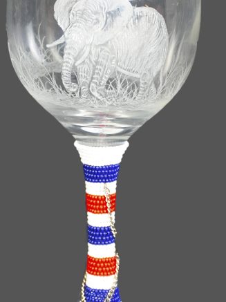 Beaded Engraved Elephant Wine Glass