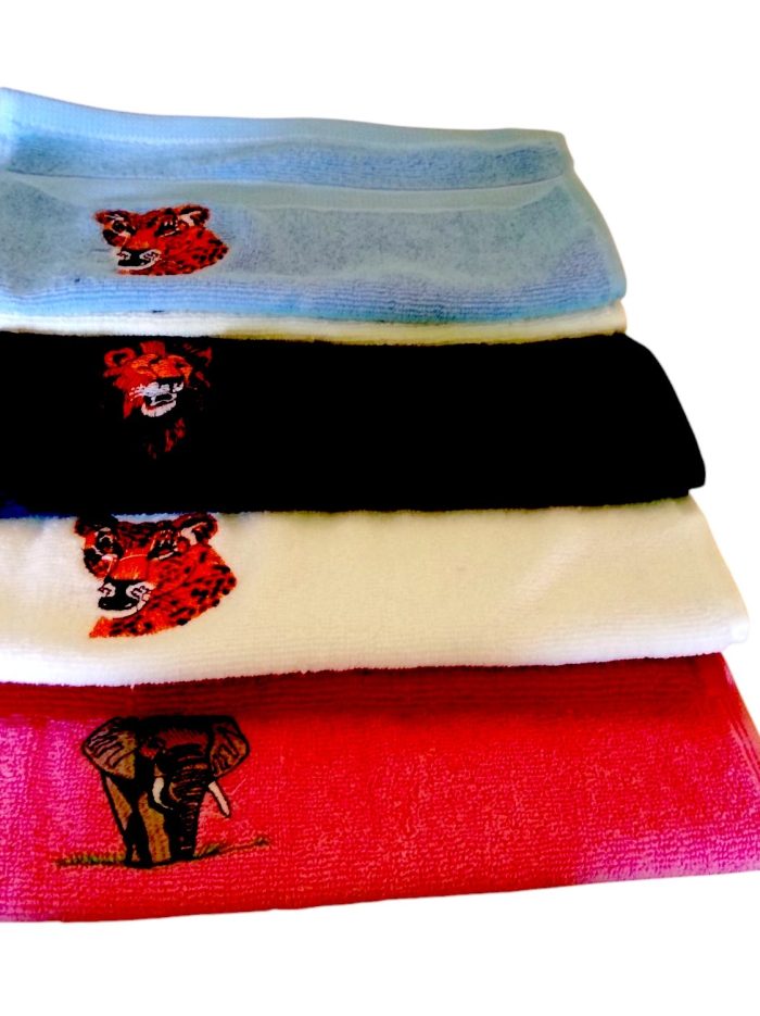 Embroidered African Wildlife Face Towels