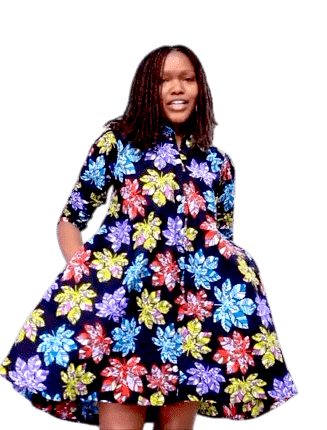 Vibrant African Bloom Shirt Dress