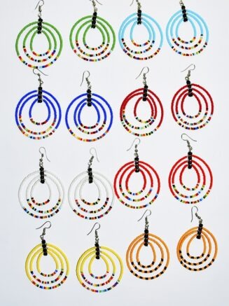 African Beaded Hoop Earrings