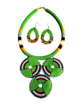 Maasai Beaded Necklace & Earring Set